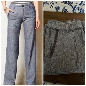 Anthropologie Pilcro and the Letterpress Pants Womens 2 Linen Blend Wide Leg